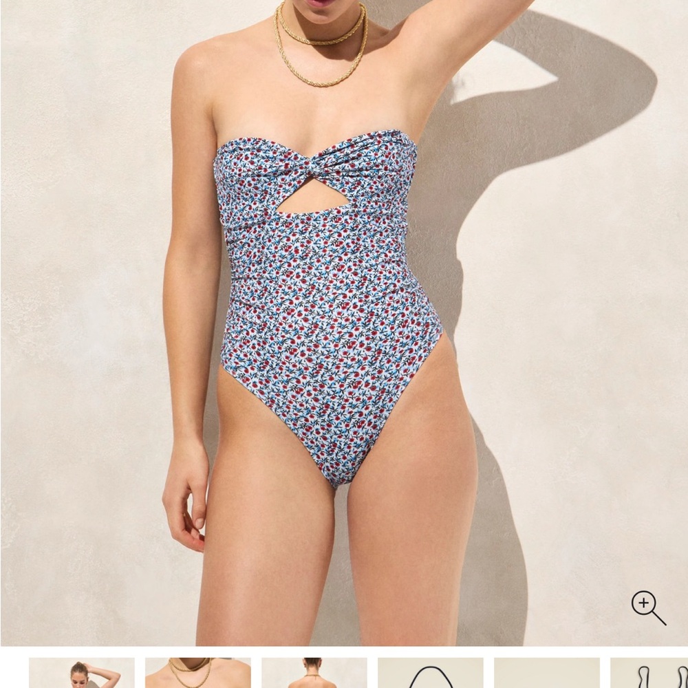 J. Crew Blue Floral One Piece Swimsuit